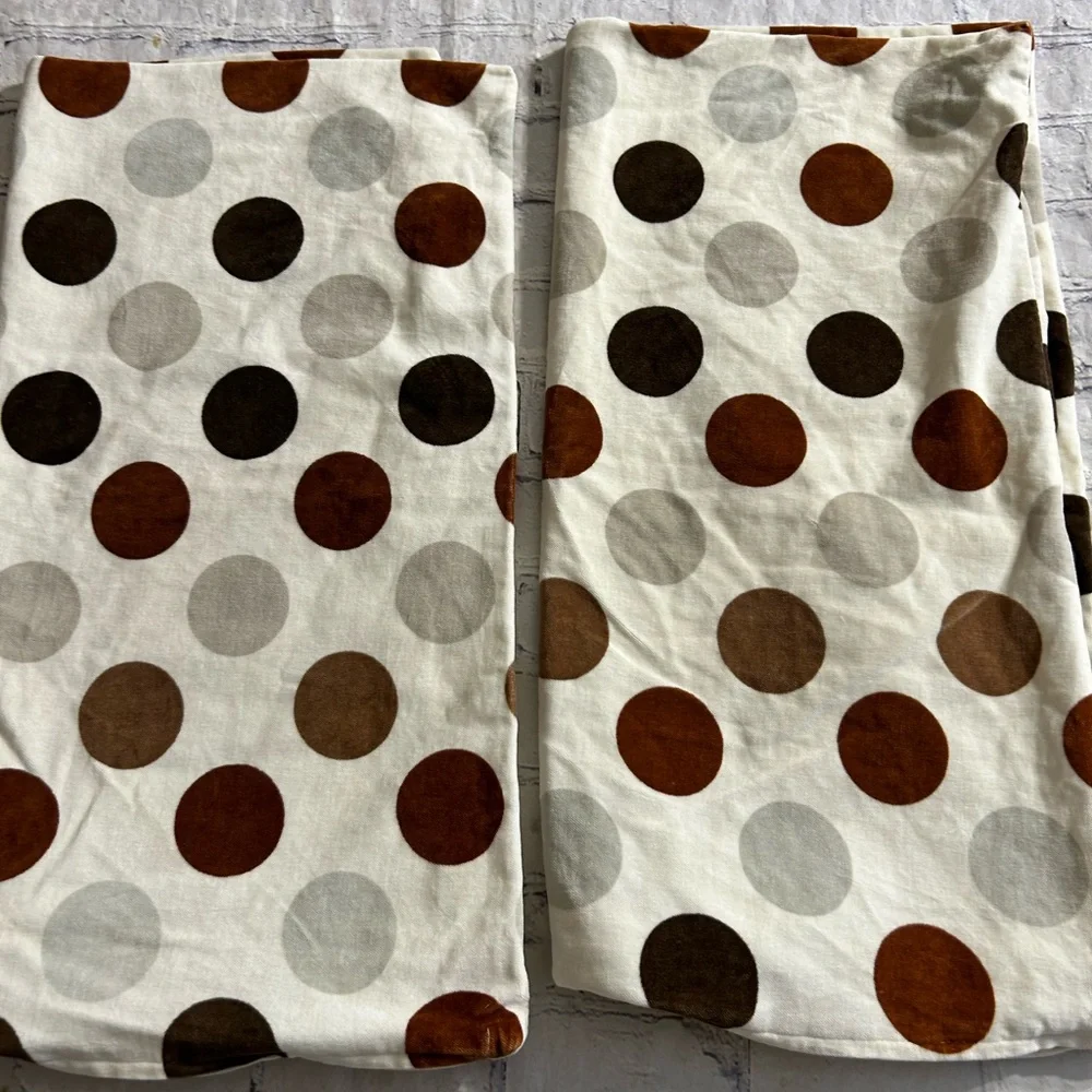 IKEA ACCENTS (2) 26”x26” BROWN AND BEIGE POLKA DOTS PILLOW COVERS NEUTRAL TONE